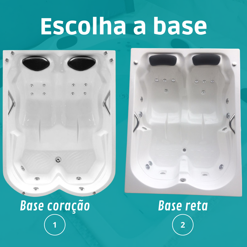 Banheira Com Hidromassagem Dupla Grécia Master Com Aquecedor e Cromoterapia